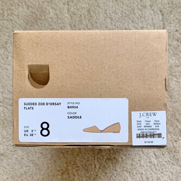 New J. Crew Factory Sueded Zoe D'Orsay Flats, Tan, Women's Size 8 - Picture 15 of 15